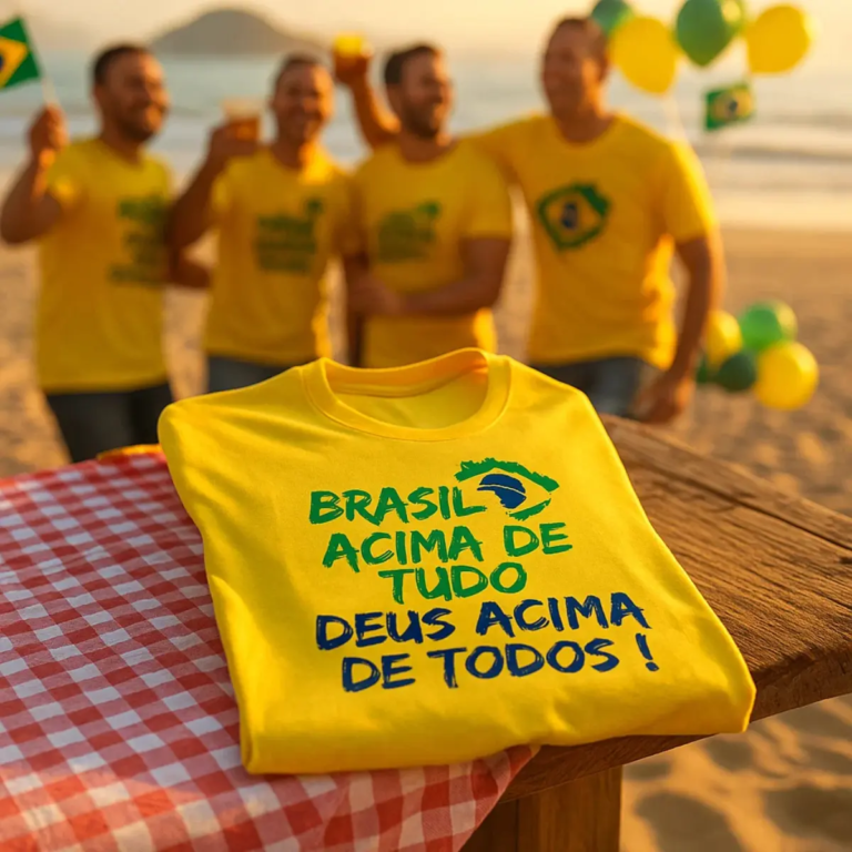 Camisa Brasil Acima De Tudo Masculina Bolsonaro